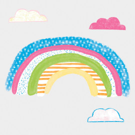 Stickers - Arc En Ciel Avec Nuages - Hauteur 92.71 cm