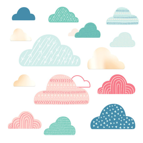 Stickers - Nuages Colorés - Hauteur 22.86 cm