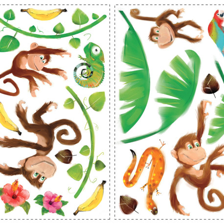 Stickers - Gorille Dans La Jungle - Hauteur 45,7 cm