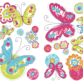 Stickers - Papillons En Peinture - Hauteur 45,7 cm