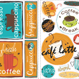 Stickers - Tasses De Café - Hauteur 45,7 cm