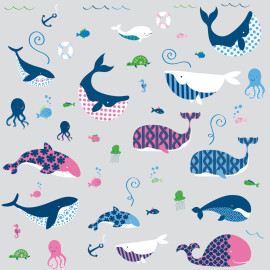 Stickers - Baleines Des Mers - Hauteur 45,7 cm