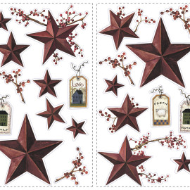 Stickers - Étoiles Et Baies Murales - Hauteur 45,7 cm