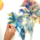 Stickers - Palmiers Multicolores - Hauteur 45,7 cm