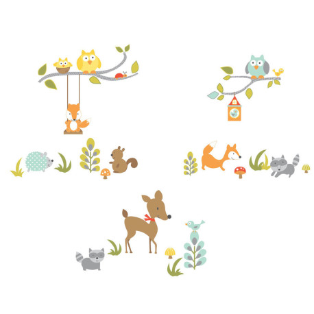 Stickers - Renard Et Ses Amis Dans La Forêt - Hauteur 45,7 cm