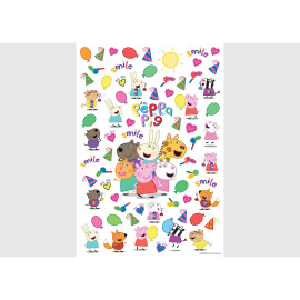Stickers Peppa pig et ses amis - 1 planche 42,5 x 65 cm