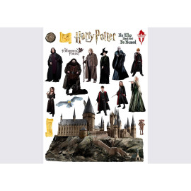 Sticker Harry Potter - tous les personnages et École de Poudlard - 1 planche 65x85 cm