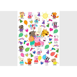 Stickers Peppa pig et ses amis - 1 planche 65x85 cm