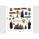 Sticker Harry Potter - Tous les personnages d'Harry Potter avec le château - 1 planche 30 x 30 cm