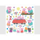 Stickers Peppa Pig et sa famille dans la voiture - 1 planche 42,5 x 62 cm
