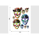 Stickers Crânes de Fleurs - 1 planche 65 x 85 cm