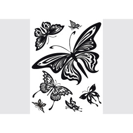 Stickers - Papillons Noirs - 1 planche 65x85 cm