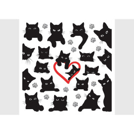 Stickers avec des chats noirs - 1 planche 30x30 cm