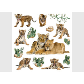 Stickers avec 8 tigres - 1 planche 30x30 cm