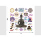 Stickers - Buddha avec des motifs colorés - 1 planche 30x30cm
