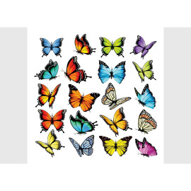 Stickers Papillons multicolores - 1 planche 30x30cm