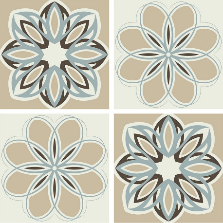 Stickers - Motifs fleurs beiges- 1 planche 30x30cm