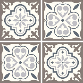 Stickers - Motifs fleurs grises- 1 planche 30x30cm