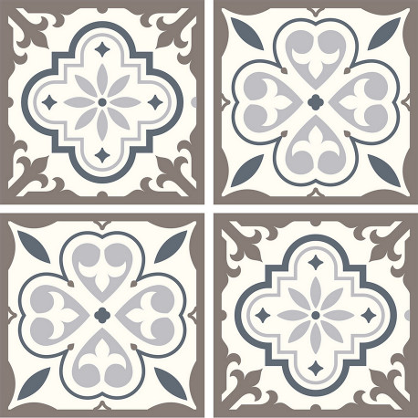 Stickers - Motifs fleurs grises- 1 planche 30x30cm