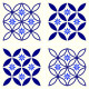 Stickers - Motifs fleurs bleues - 1 planche 30x30cm