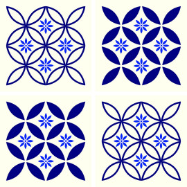 Stickers - Motifs fleurs bleues - 1 planche 30x30cm