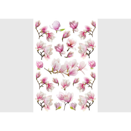 Stickers Fleurs Magnolia - 1 planche 42,5 x 65 cm