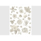 Stickers Fleurs Graphiques Anciennes - 1 planche 65 x 85 cm