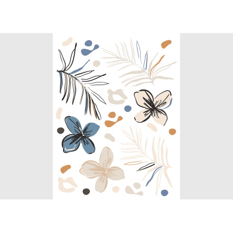 Stickers Graphiques Vectoriels Floraux - 1 planche 65 x 85 cm