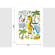 Stickers - Animaux de la Jungle : Girafe, Rhinocéros : Hippopotame - 1 planche 65x85 cm