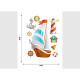 Stickers - Bateau Géant avec objets marins - 1 planche 65x85 cm