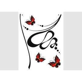 Stickers - Papillons Rouges Abstraits - 1 planche 65x85 cm