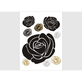 Stickers Fleurs Dorées et Argentées - 1 planche 65 x 85 cm
