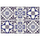 Sticker - Motifs Carreaux Bleus A Fleurs - 42,5 x 65 cm