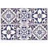 Sticker - Motifs Carreaux Bleus A Fleurs - 42,5 x 65 cm