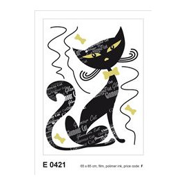 Stickers Animaux - Glamour Ecritures Chats Noirs Boy - 1 planche 65 x 85 cm
