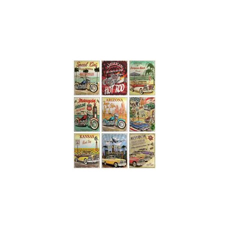 Stickers - Voitures et Motos Vintage - 1 planche 65 x 85 cm