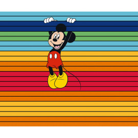 Photo murale autocollante - Mickey Avec Un Fond Arc-En-Ciel