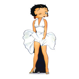 Figurine en carton Betty Boop en maryline monroe avec sa robe blanche Hauteur 166 cm