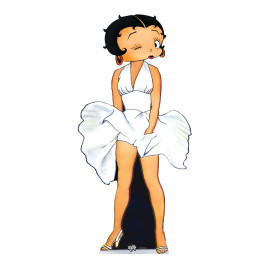 Figurine en carton Betty Boop en robe blanche façon Maryline Monroe Hauteur 166 cm