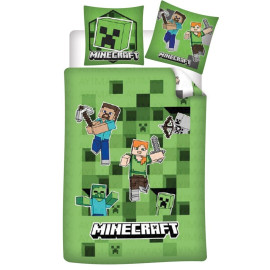 Parure de lit réversible Minecraft Vert - 140 cm x 200 cm