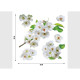 Stickers Fleurs blanches et feuilles de pommier - 1 planche 30x30cm