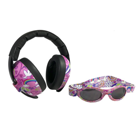 Casque anti bruit bébé Combo Avec Des Lunettes Roses