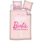 Parure de lit réversible Barbie - Rose - 140 cm x 200 cm
