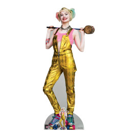 Figurine en carton Harley Quinn (Margot Robbie) salopette dorée film Birds of Prey Hauteur 169 CM