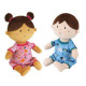 Peluche - LOT DE 2 POUPEES - FILLE BRUNE ET GARCON - 30 CM