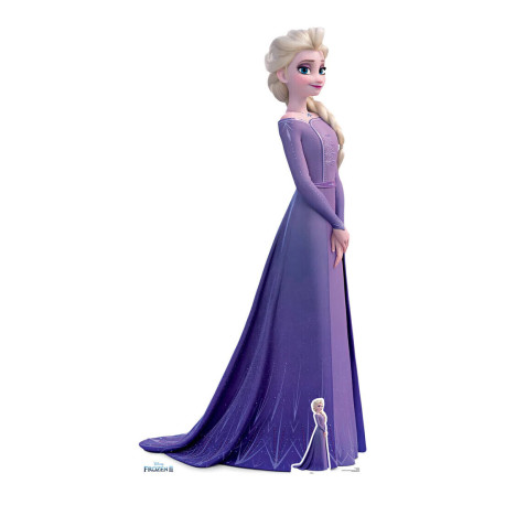 Figurine en carton Elsa La Reine des Neiges 2 en robe violette Disney Hauteur 181 cm