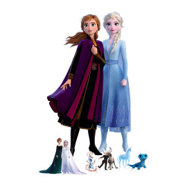 Figurine en carton Disney La Reine des Neiges Anna et Elsa et Six Mini Figurines Hauteur 133 cm