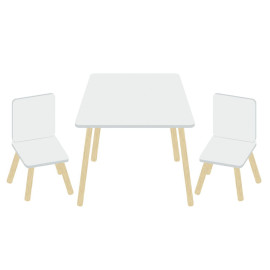 Ensemble Table En Bois (50X50X44CM) + 2 Chaises (26,5X26,5X50CM)