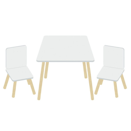 Ensemble Table En Bois (50X50X44CM) + 2 Chaises (26,5X26,5X50CM)