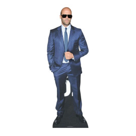 Figurine en carton Jason Statham costume bleu et lunettes de soeil - Haut 178cm